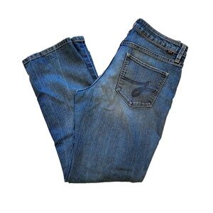Jag Jeans. Straight Leg Denim, medium blue. Size 10P Petite Short